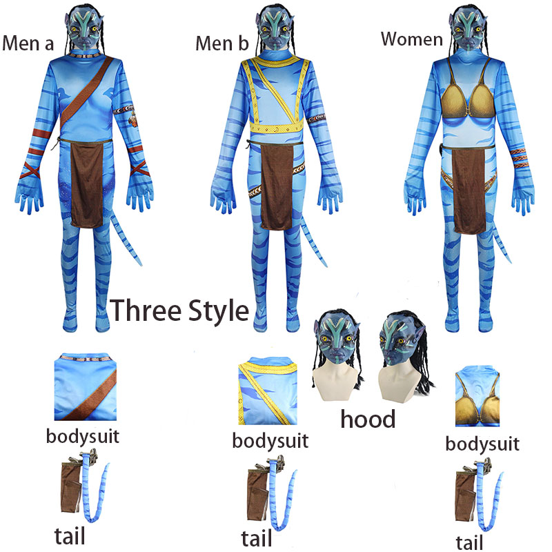 Anime Cosplay With Mask - WHH Movie Avatee Cosplay Kostümü Mavi