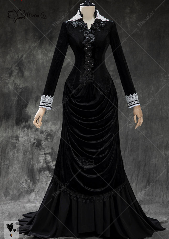 Anime Cosplay Com - MEOWCOS kadın Gotik Siyah Vintage Kadife