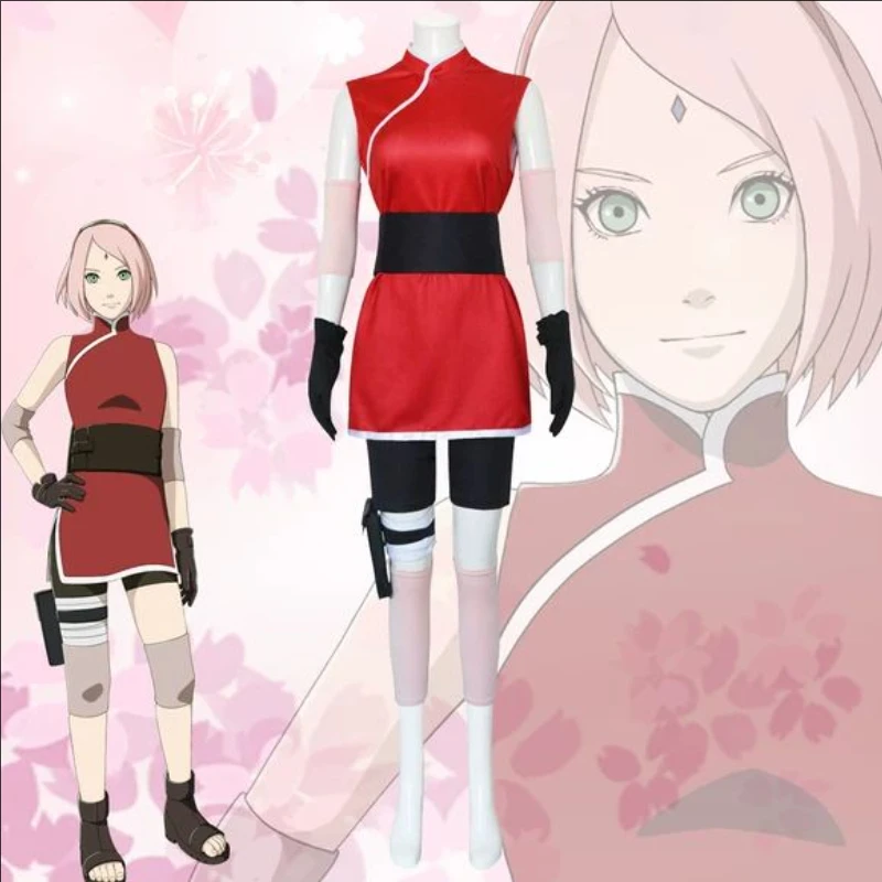 Anime Cosplay Ninja - Sakura Haruno Cosplay Tam Ninja Etek