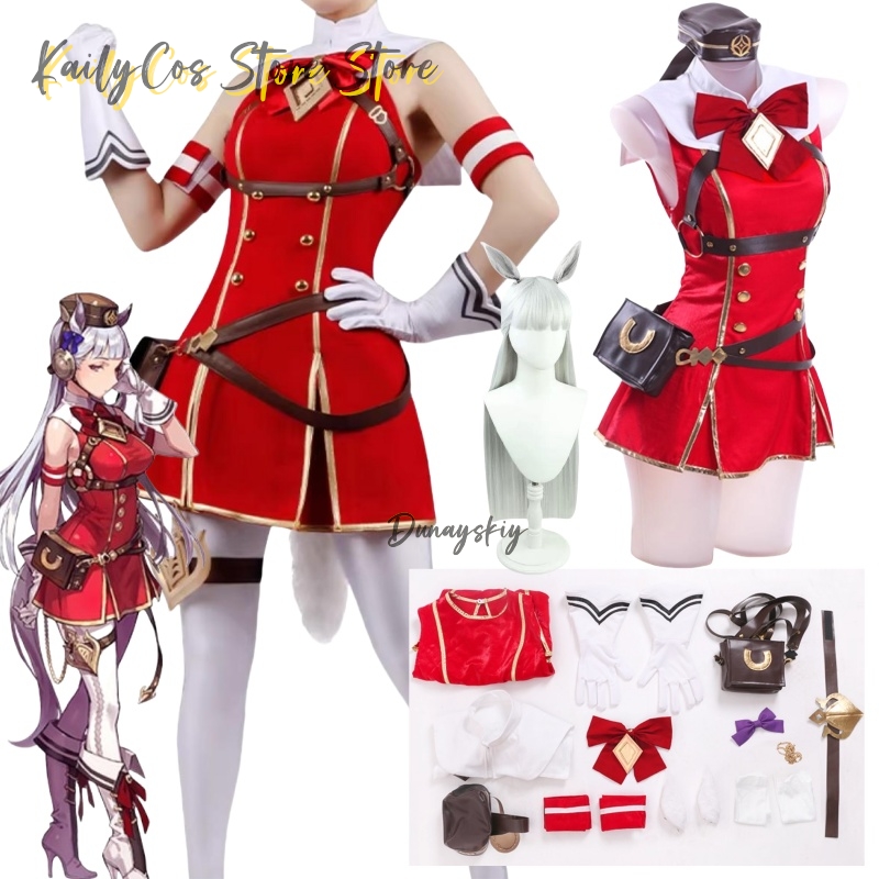Anime Cosplay With Red Hair - Altın Gemi Cosplay Kostüm Peruk Şapka