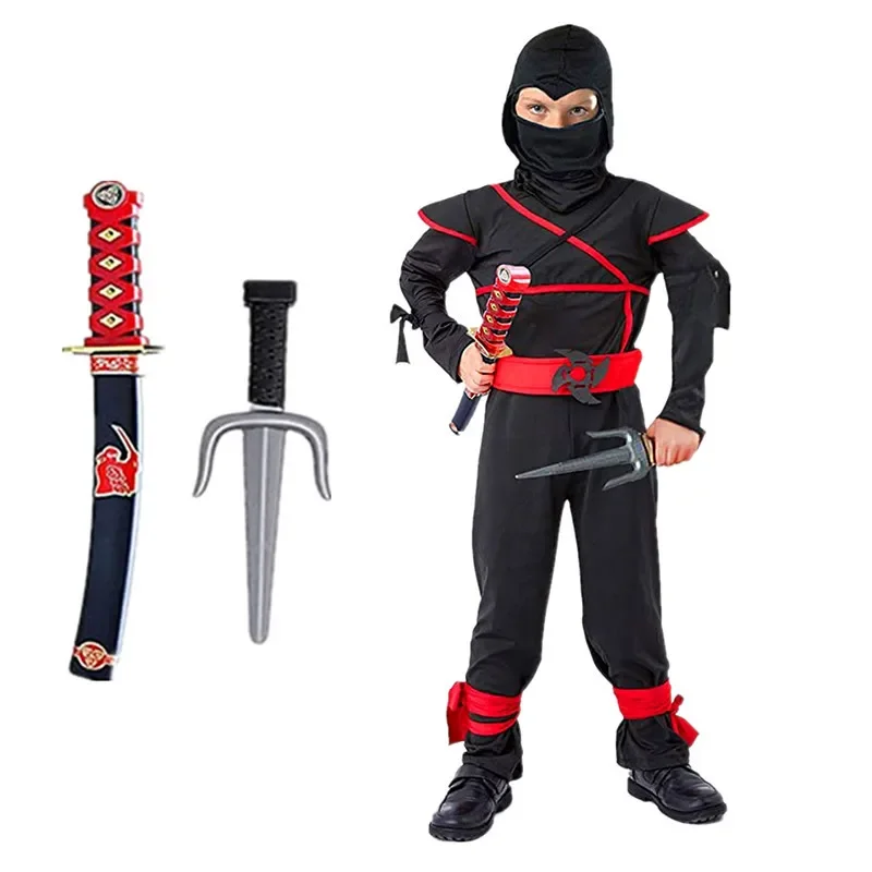 Anime Cosplay Ninja - Kırmızı Ninja Samuray Cosplay Kostüm Seti