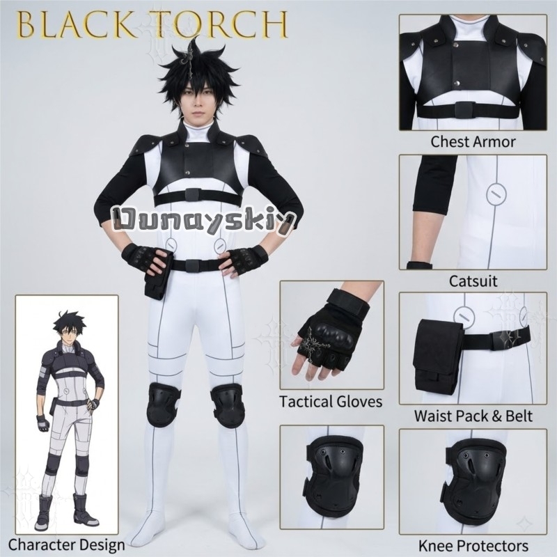 Anime Cosplay Ninja - Black Torch Jiro Azuma Savaş Tulumu