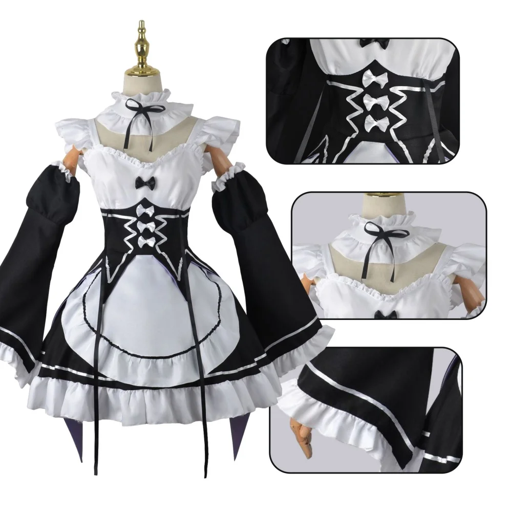 Anime Cosplay Re Zero - Anime Ram Rem Hizmetçi Cosplay Re